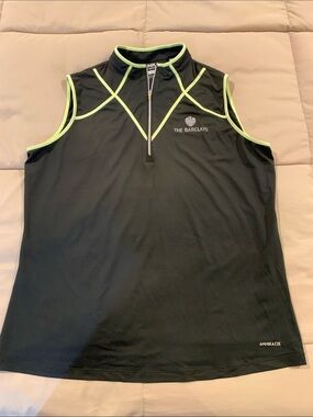 Annika Cutter&Buck Womens Sleeveless Golf Top Black with Neon Green Accents. XL.